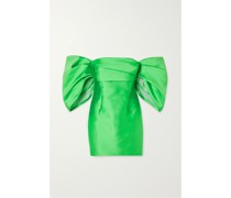 Elina Schulterfreies Minikleid aus Glänzendem Twill