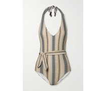 Habiba Neckholder-badeanzug aus Stretch-jacquard in Metallic-optik