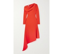 Asymmetrisches Midikleid aus Stretch-samt