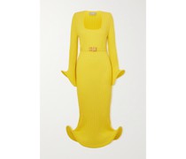 Waves Midikleid aus Gerippter Baumwolle