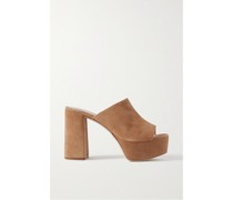 Mules aus Veloursleder mit Plateau
