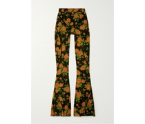 Schlaghose aus Stretch-mesh mit Blumenprint