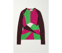 Rourke Kaschmirpullover in Pointelle-strick in Colour-block-optik