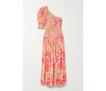 Asymmetrisches Midikleid aus Bedrucktem Webstoff