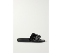 Pantoletten aus Shearling mit Logoprint
