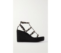 Rockstud 95 Espadrille-wedges aus Leder