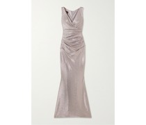 Robe aus Metallic-voile mit Wickeleffekt