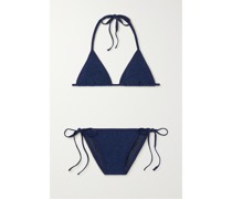 Gina Bikini aus Metallic-seersucker