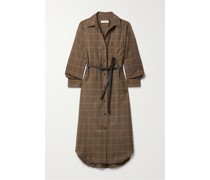 Midi-hemdblusenkleid aus Woll-twill