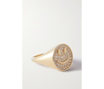 Smiley Ring aus 14 Karat  mit Diamanten