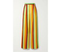 Hose mit Weitem Bein aus Gestreiftem Twill