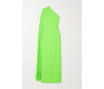 Delia Asymmetrische Robe aus Crêpe und Plissiertem Chiffon