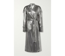 Trenchcoat aus Seiden-lamé mit Bindegürtel
