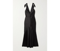 Midikleid aus Seidensatin mit Schleifen