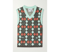+ Wales Bonner Ärmelloser Pullover aus Gebürstetem Jacquard-strick