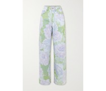 Jeans mit Weitem Bein Und Blumenprint