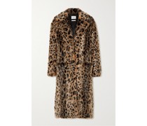 Mantel aus Faux Fur mit Leopardenprint