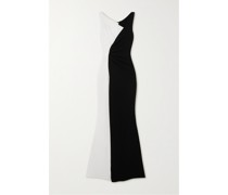 Asymmetrische, Zweifarbige Robe aus Crêpe