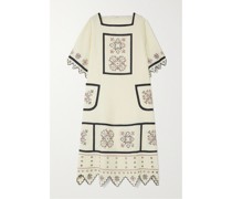 Inga Besticktes Midikleid aus Leinen