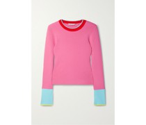 Westi Pullover aus einer Gerippten Merinowollmischung in Colour-block-optik