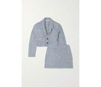 Elton Set aus einem Verkürzten Blazer und einem Minirock aus Kariertem Leinen