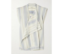 Asymmetrische Bluse aus einer Gestreiften Mischung aus Baumwolle, Seide und Leinen