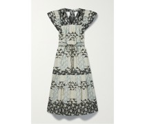 Clemence Midikleid aus Baumwoll-voile in Patchwork-optik
