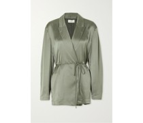 Blazer aus Glänzendem Twill mit Bindegürtel