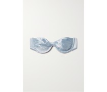 Bandeau-bikini-oberteil aus Gerafftem Stretch-satin