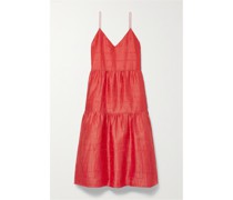Hartford Midikleid aus Jacquard aus einer Leinenmischung