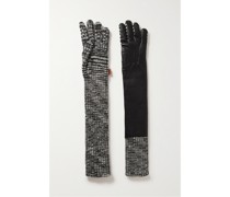 Handschuhe aus Gerippter Wolle Und Leder