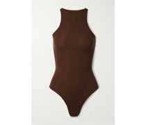 Fits Everybody High Neck Bodysuit – Cocoa – String-body aus Glänzendem Stretch-jersey
