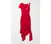 Asymmetrisches Midikleid aus Stretch-seidensatin