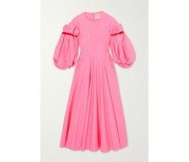 Midikleid aus Baumwollpopeline mit Raffungen