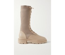 Schnürstiefel aus Rippstrick Und Leder