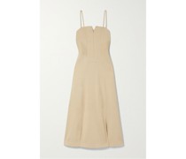 Maxikleid aus Grain De Poudre mit Biesen