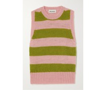 Rose Ärmelloser Pullover aus Gestreifter Wolle