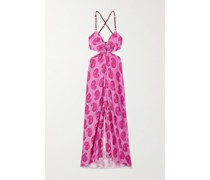 Leela Rückenfreies Kleid aus Bedrucktem Webstoff