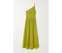Isa Asymmetrisches Maxikleid aus Seersucker