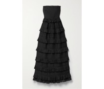 Operetta Gestuftes, Trägerloses Maxikleid aus Ramie-voile
