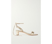 Jackie Sandalen aus Metallic-leder in Knitteroptik