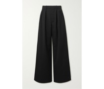 Tief Sitzende Bundfaltenhose aus Grain De Poudre aus Wolle