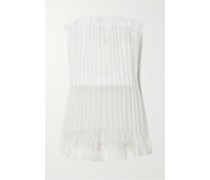 The Briony Mehrlagiges Trägerloses Oberteil aus Plissiertem Seidenorganza und Mesh
