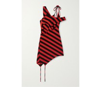 Asymmetrisches Minikleid aus Gestreiftem Jersey