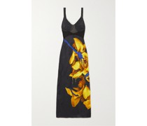 Midikleid aus Jacquard mit Blumenprint
