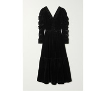 Mayde Midikleid aus Samt mit Cut-outs