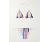 Mare Triangel-bikini aus Gestreiftem Häkelstrick in Metallic-optik
