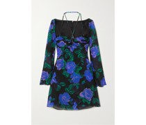Minikleid aus Seidenchiffon mit Blumenprint