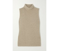 Ärmelloser Rollkragenpullover aus einer Kaschmirmischung