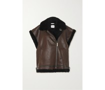 Biker Weste aus Shearling mit Lederbesätzen